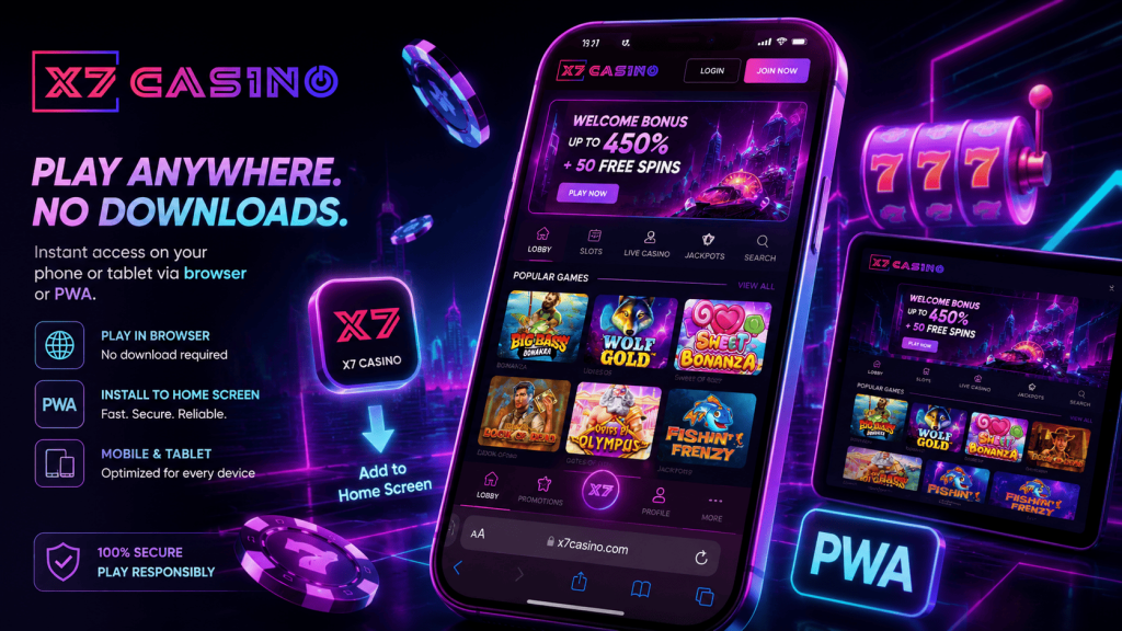 X7 Casino App als PWA auf Smartphone und Tablet ohne App-Store-Download