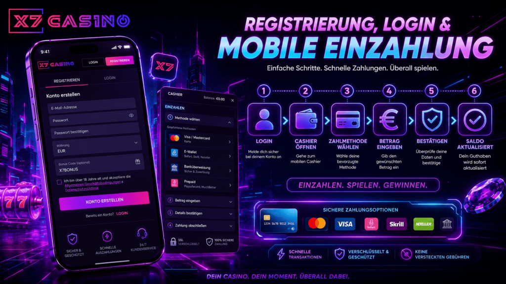 X7 Casino mobile Registrierung, Login und Einzahlung über das Smartphone