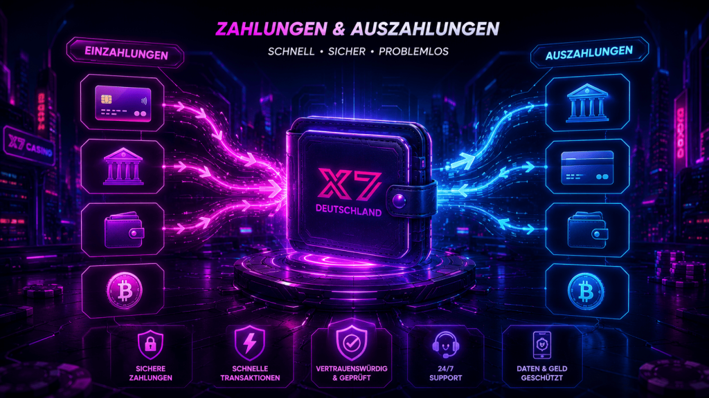 X7 Casino Einzahlungen und Auszahlungen mit sicheren Zahlungsmethoden
